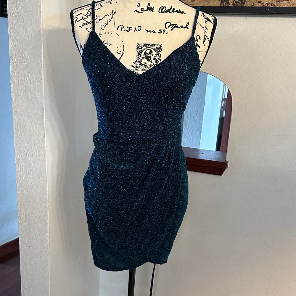 Sparkling Greenish Blue Mini Dress